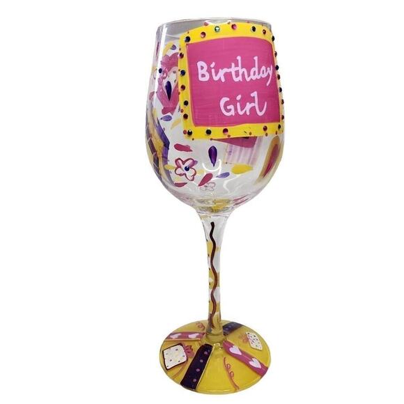 Lolita Bar Drinkware, "Birthday Girl" Hand Painted Champagne Wine Glass - Picture 4 of 7
